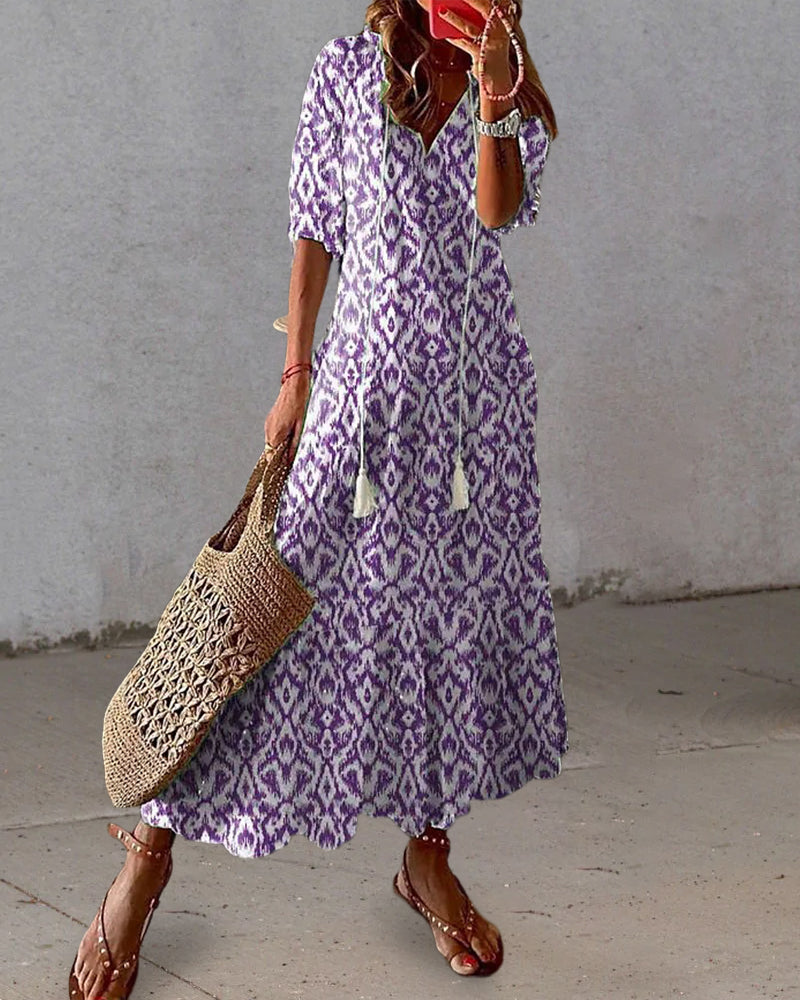 Suzanne | Boho Vintage V-Neck Dress
