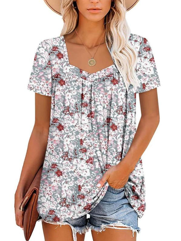 Janet | Cozy Printed Short-Sleeve Top