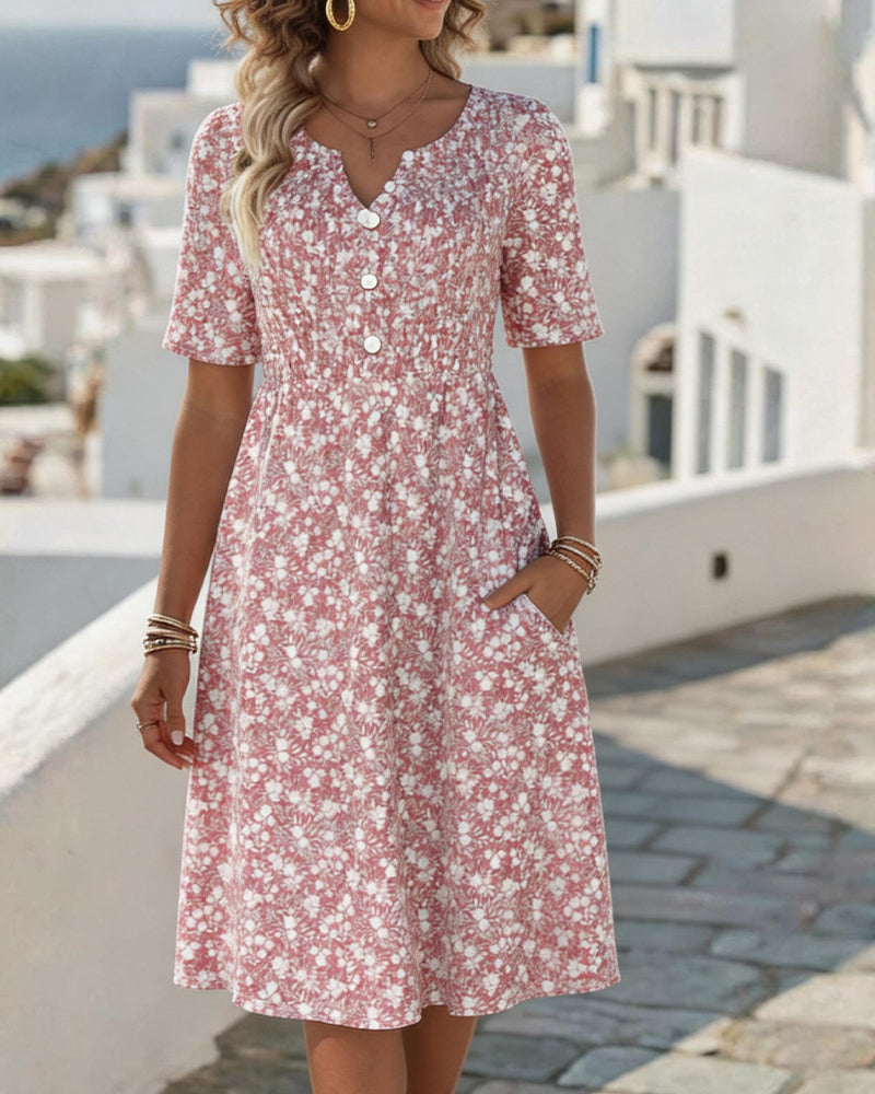 Carmen | Floral V-Neck Midi Dress