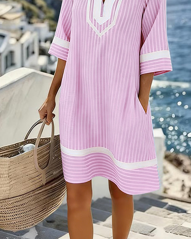 Klara | Lightweight Striped V-Neck Dress
