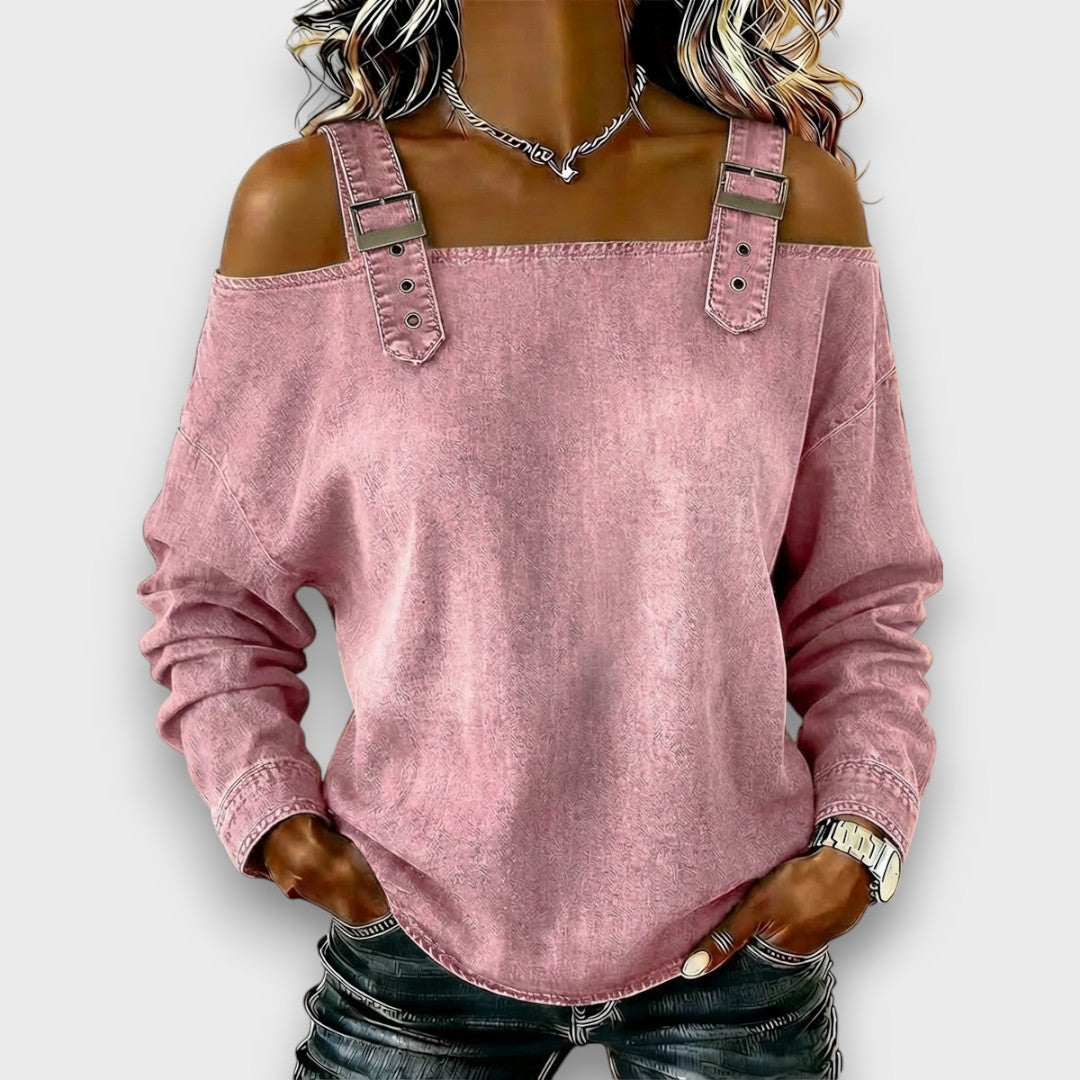 Elama | Off | Shoulder Denim Top