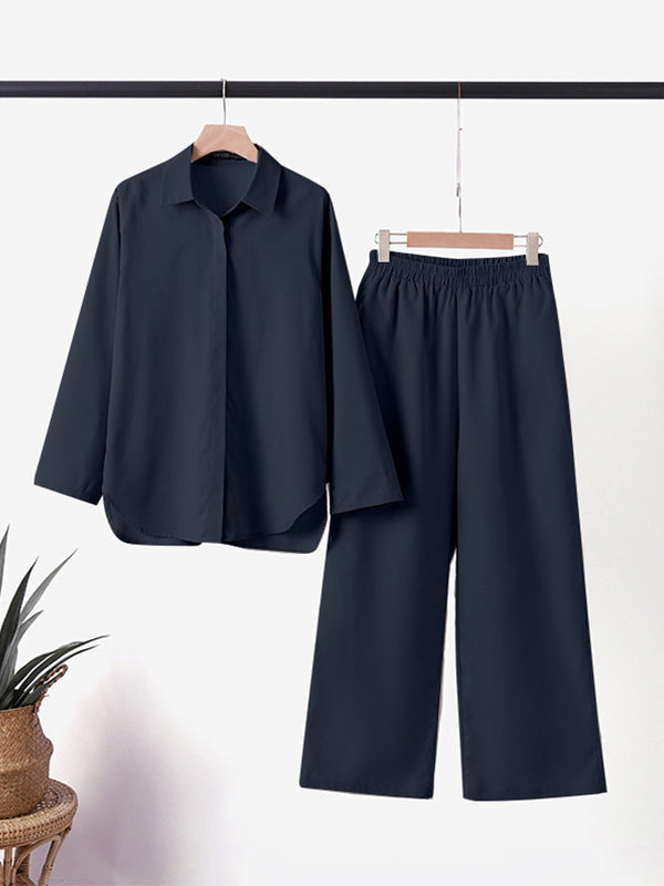 Denice | Relaxed Button Shirt and Wide Pants Set