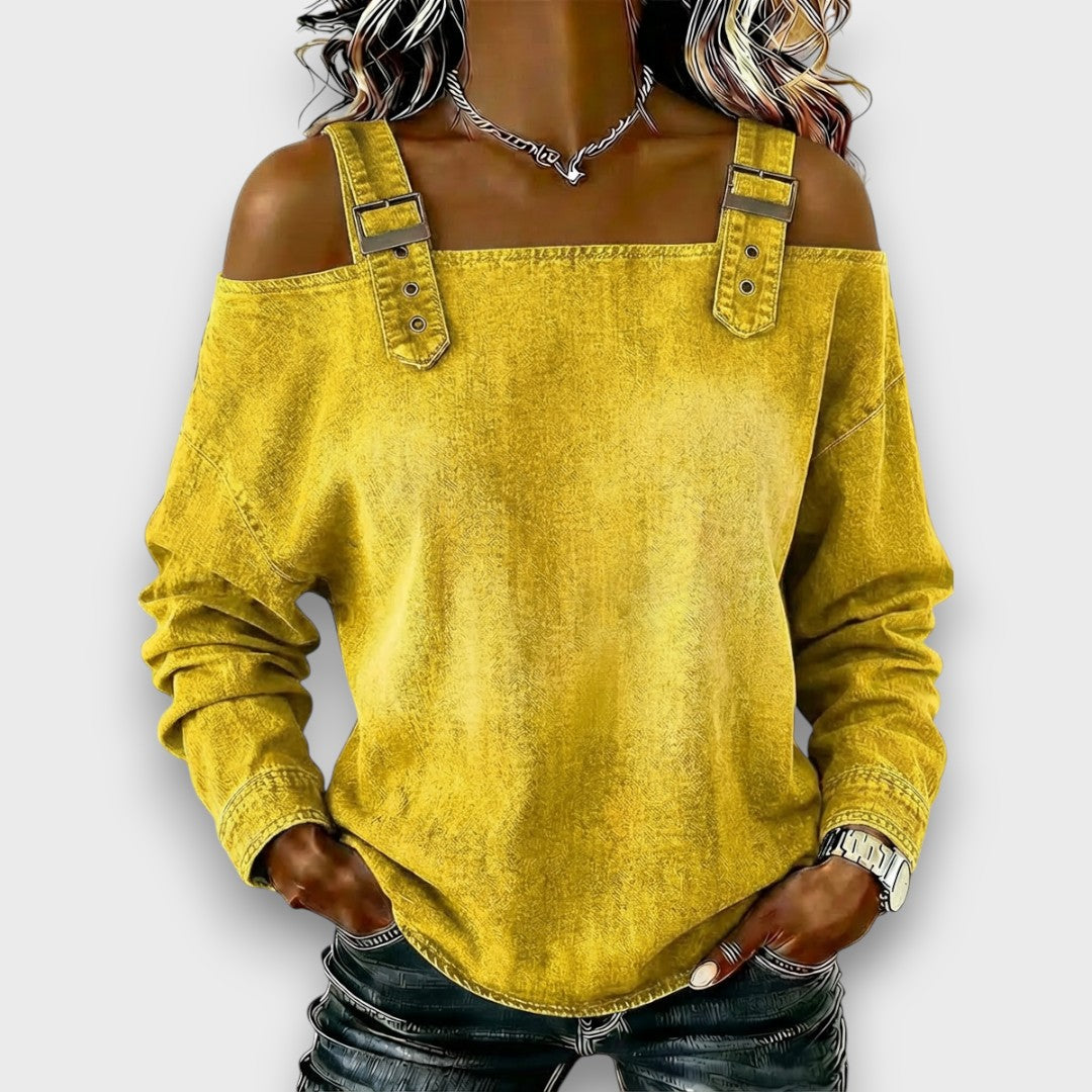 Elama | Off | Shoulder Denim Top