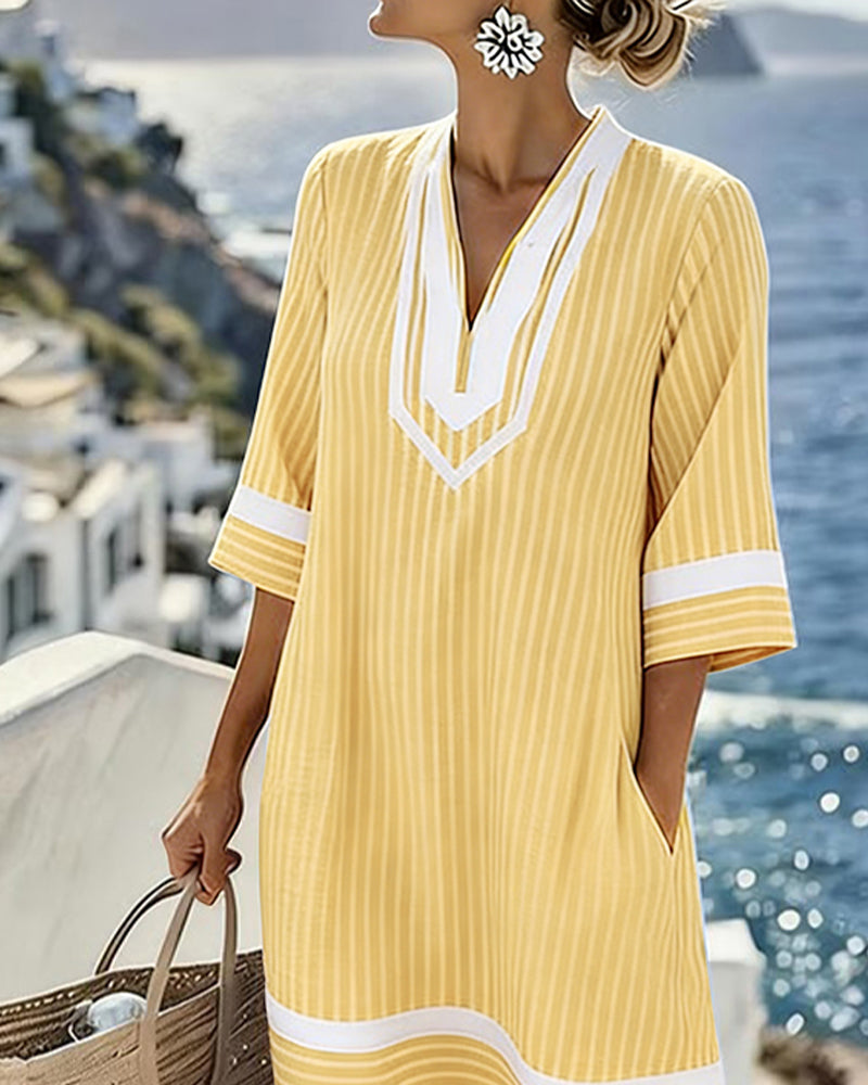 Klara | Lightweight Striped V-Neck Dress