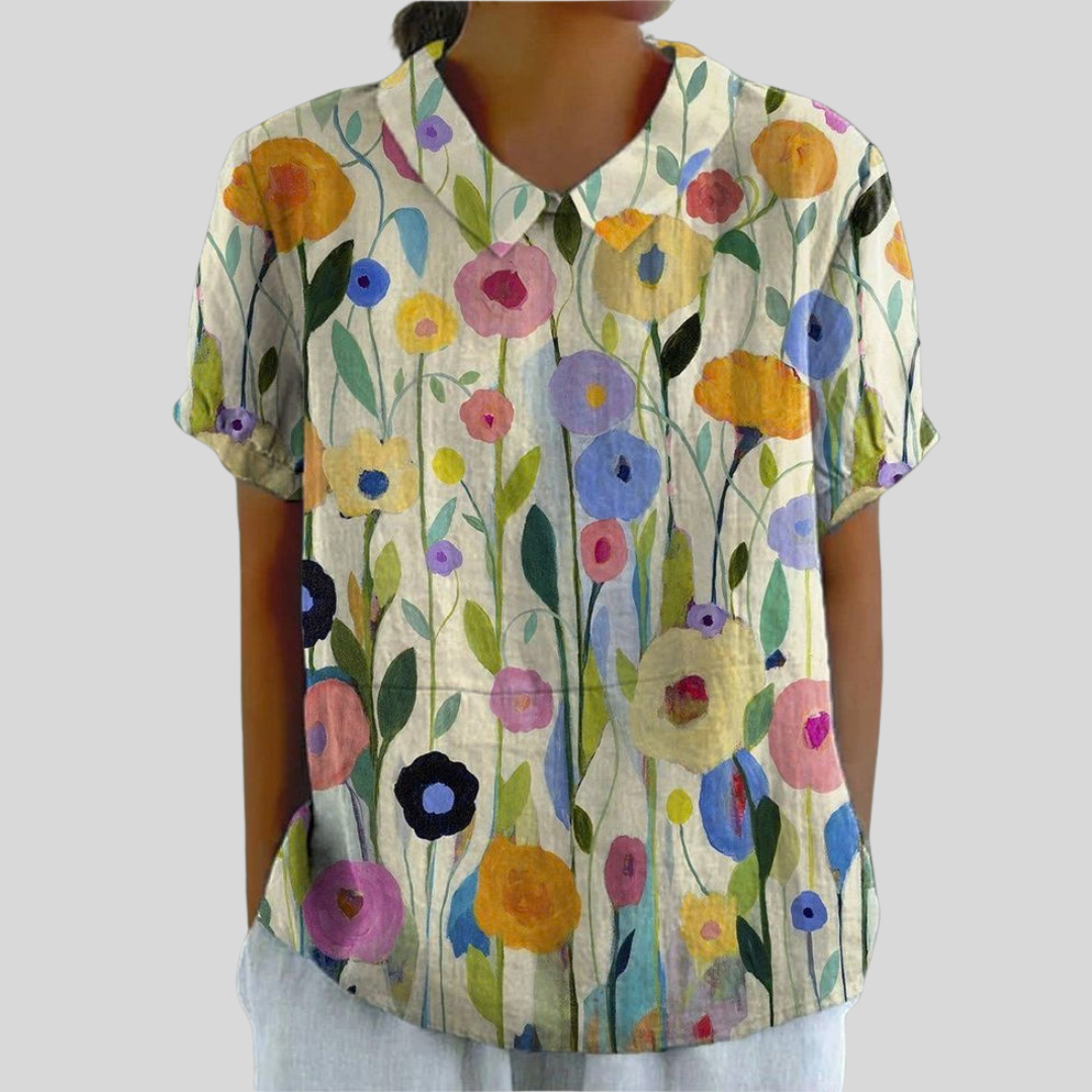Solene | Graphic Floral Blouse