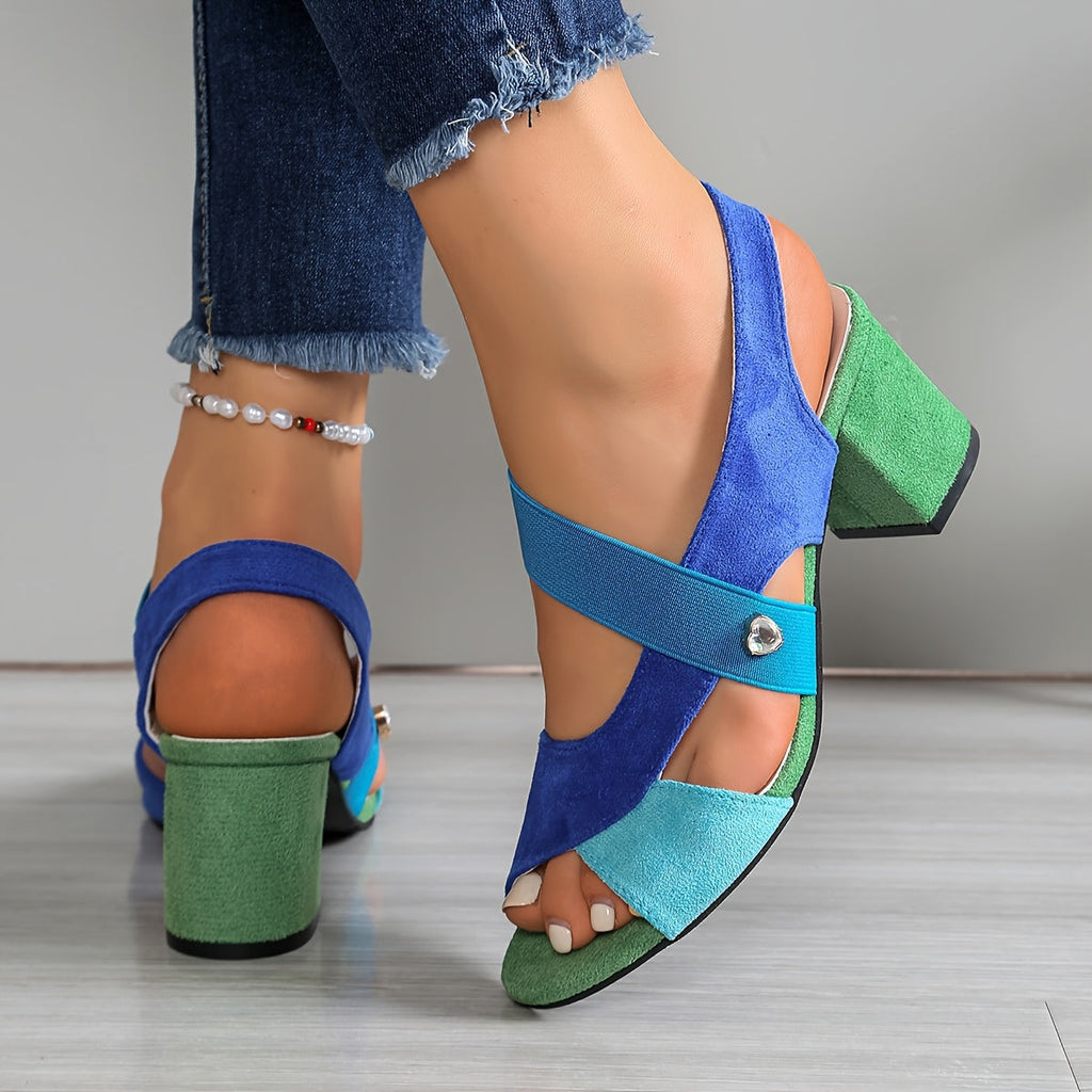 Linda | Women's Open Toe Block Heel Pumps