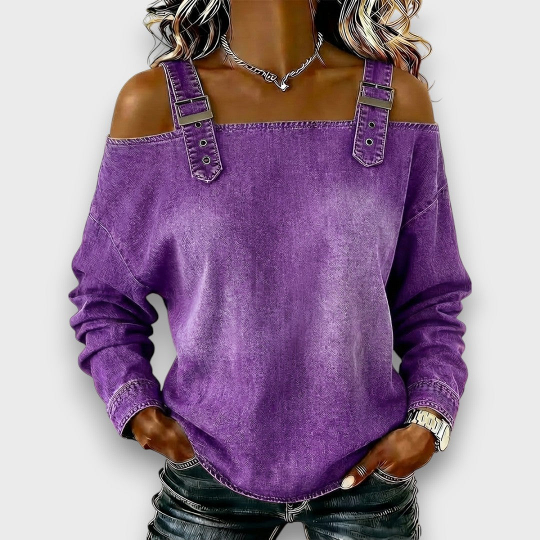 Elama | Off | Shoulder Denim Top