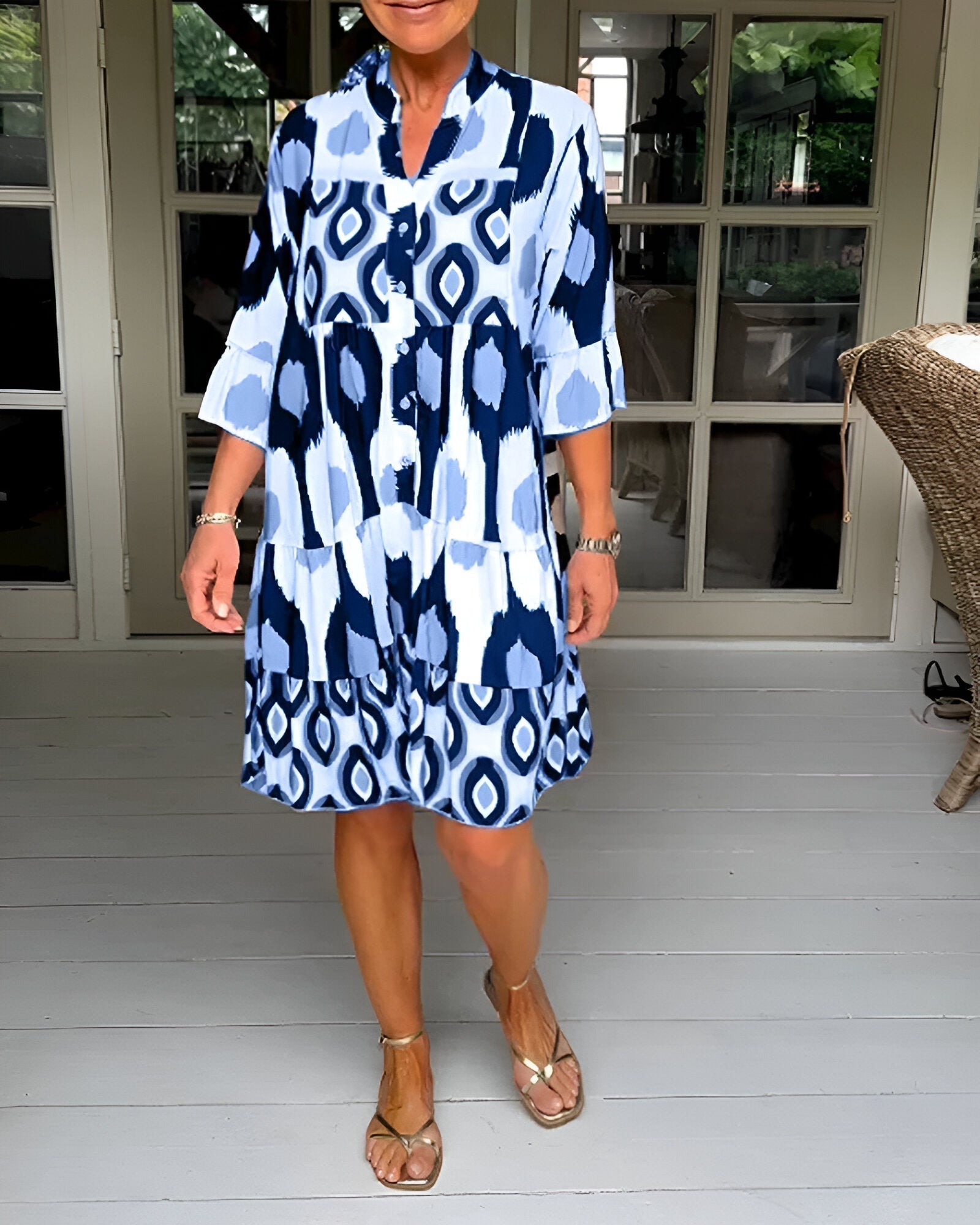 Parker | Geometric Tiered Midi Dress