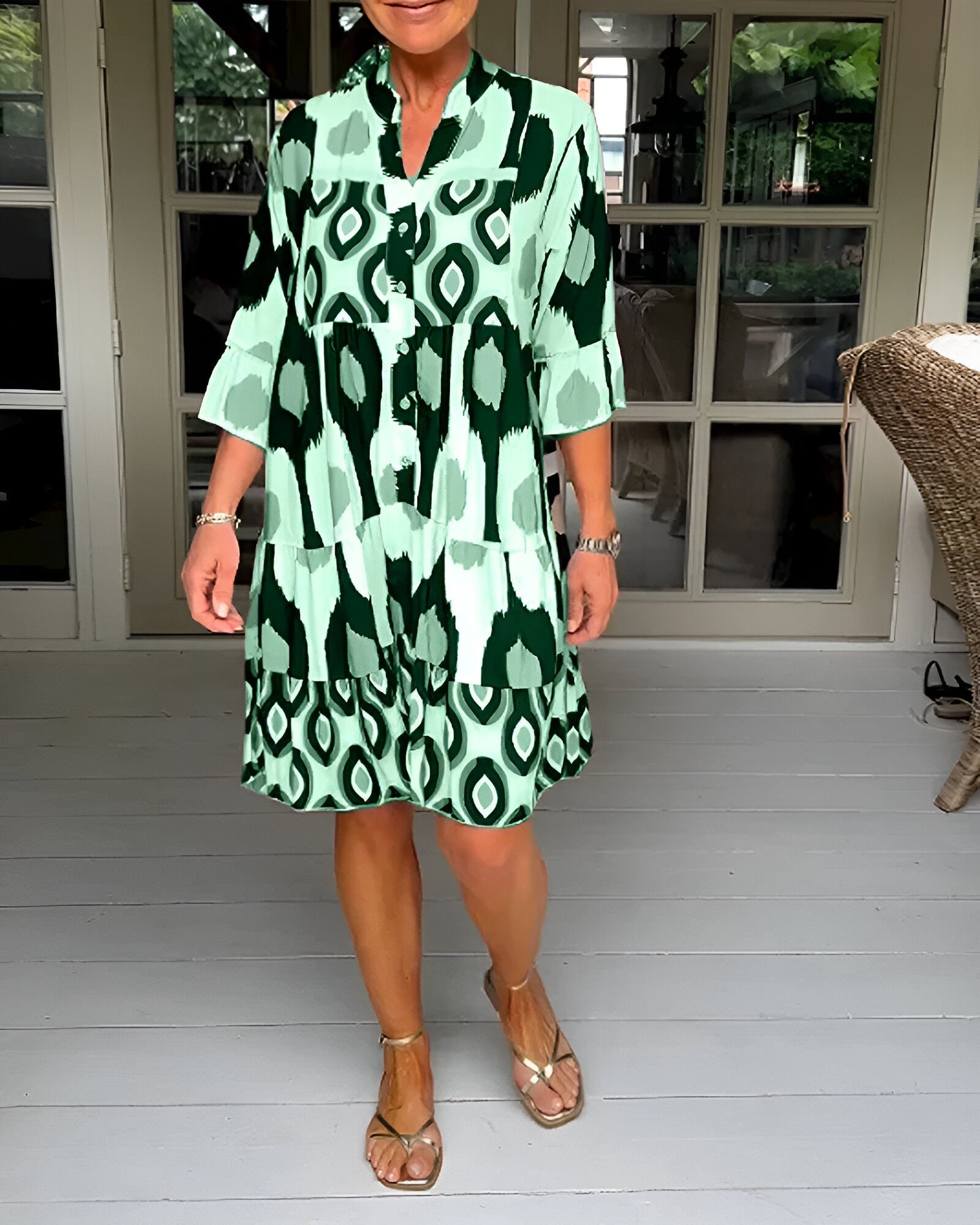 Parker | Geometric Tiered Midi Dress