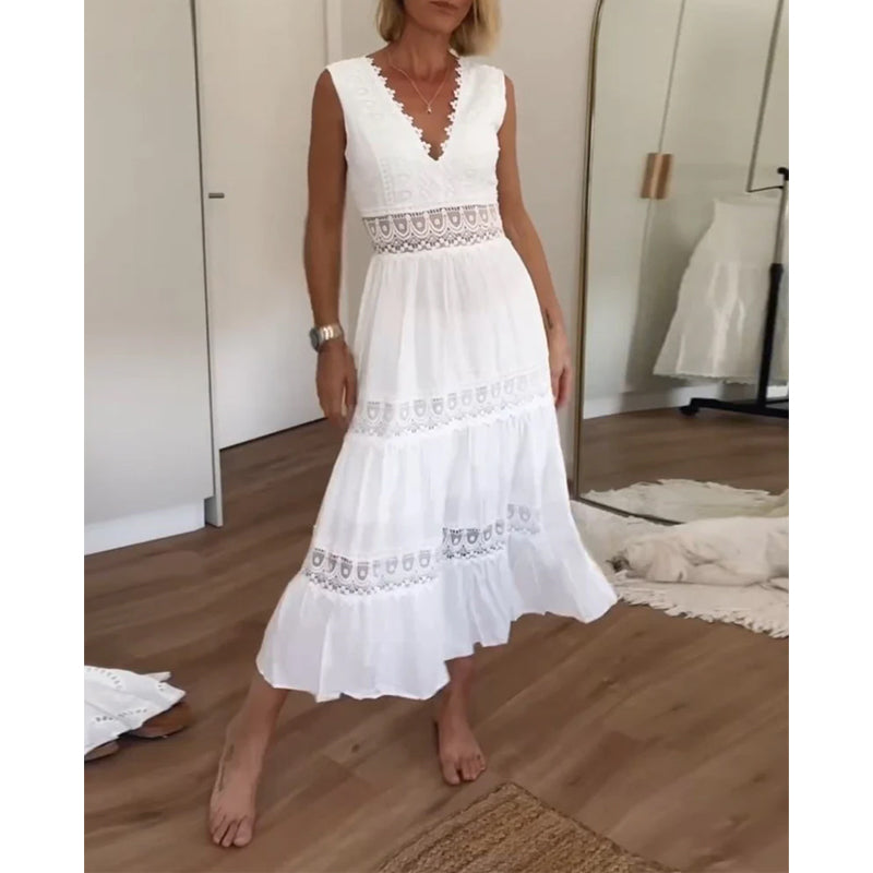Clarissa | Elegant Lace V-Neck Dress