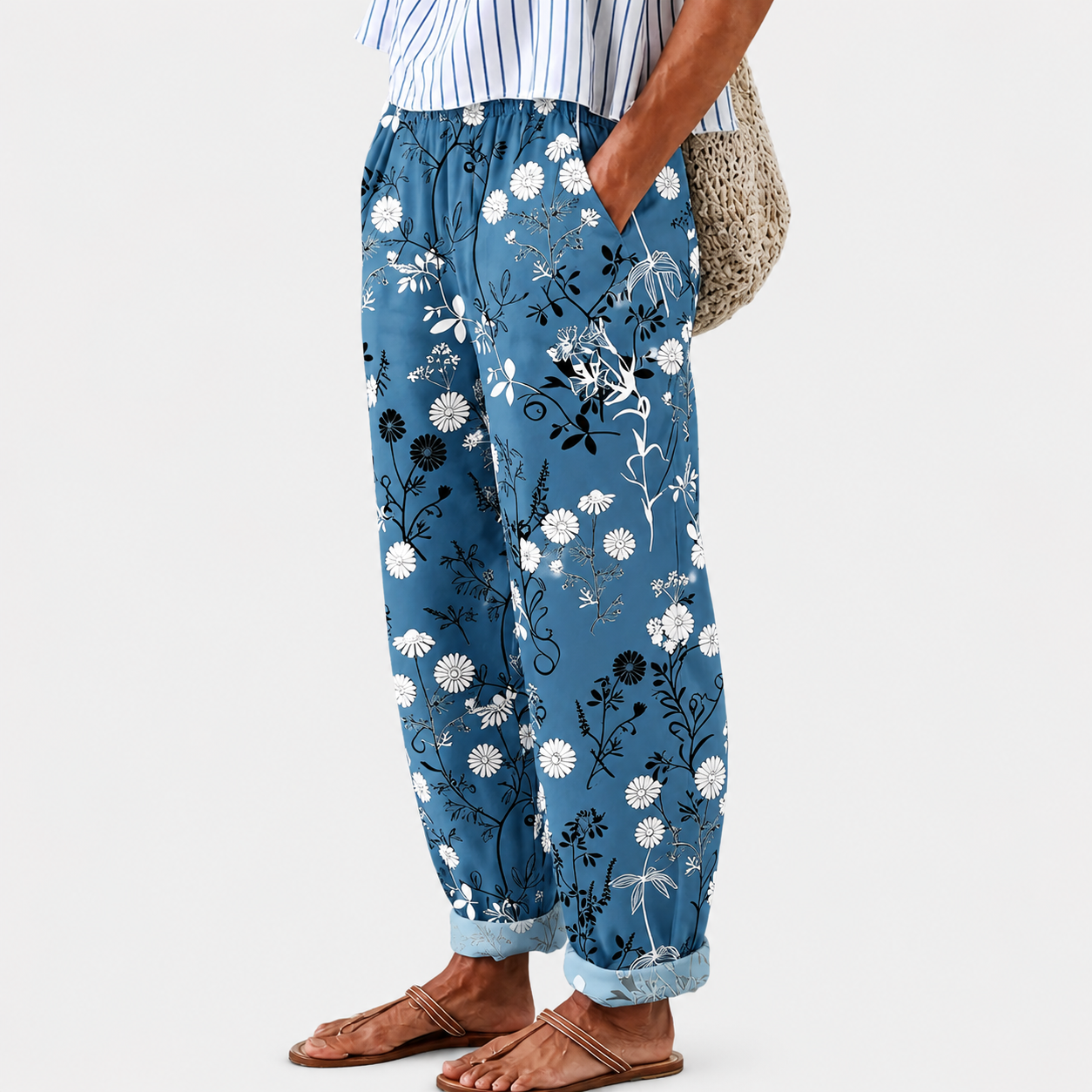 Fleur | Blue Floral Relax Pants