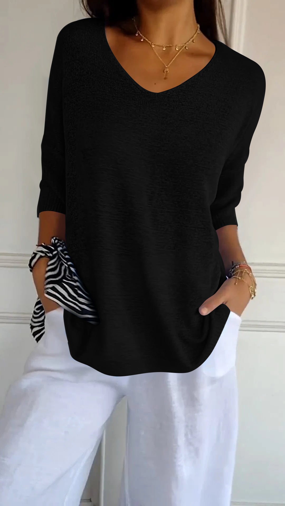 Anna Knit Top with V-Neck