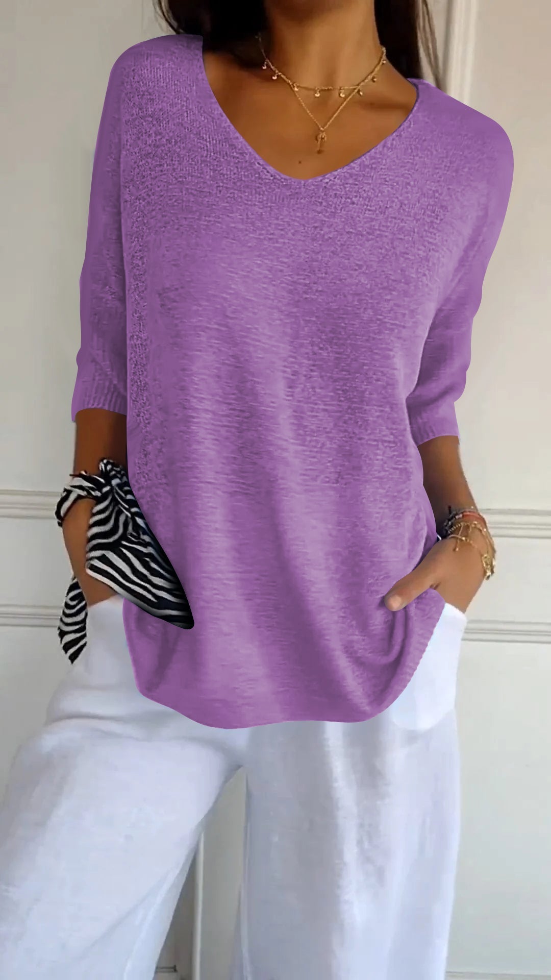 Anna Knit Top with V-Neck