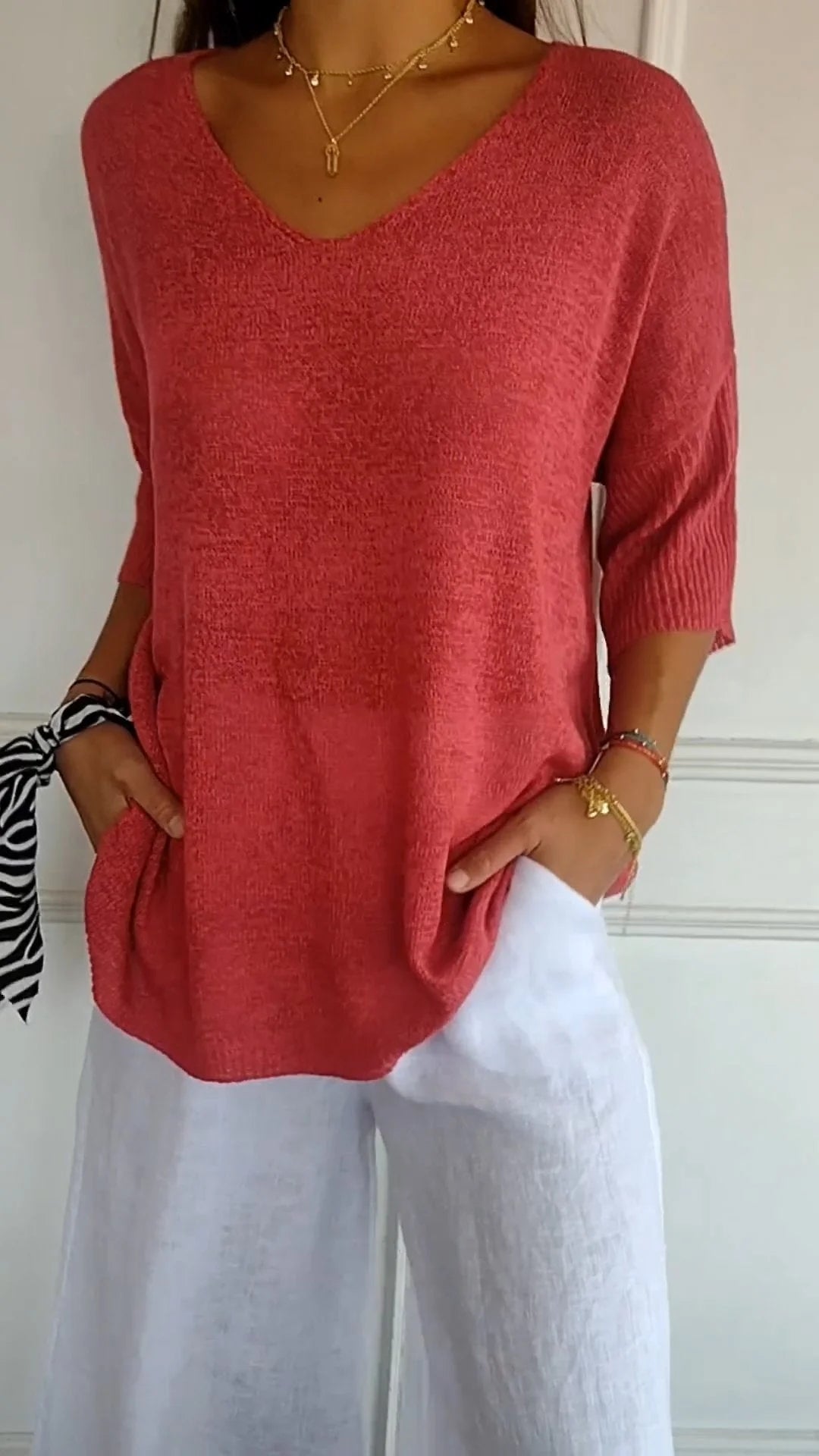Anna Knit Top with V-Neck