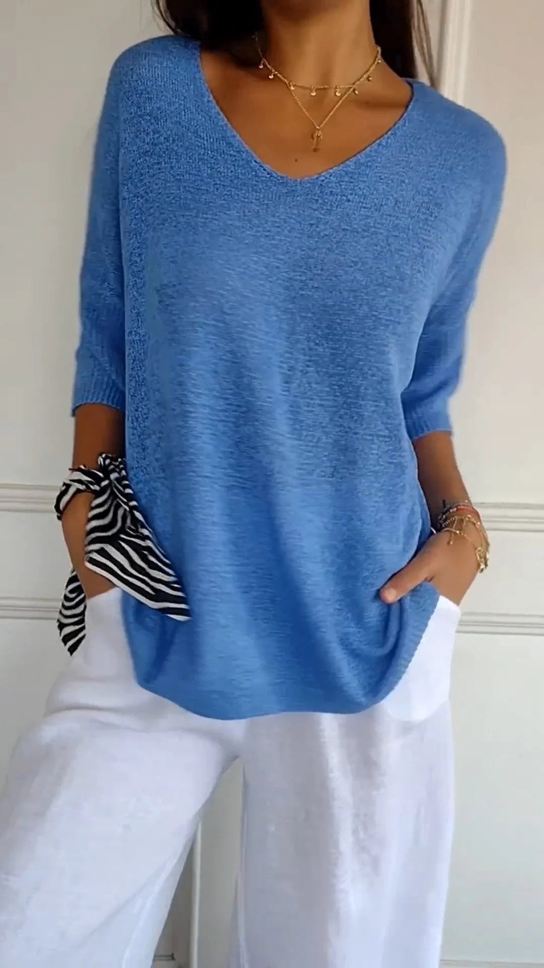 Anna Knit Top with V-Neck
