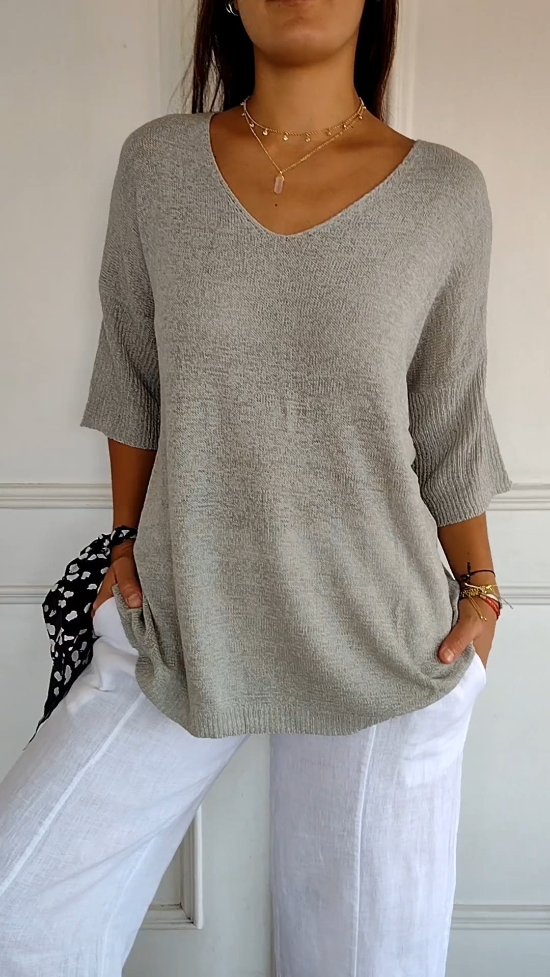 Anna Knit Top with V-Neck