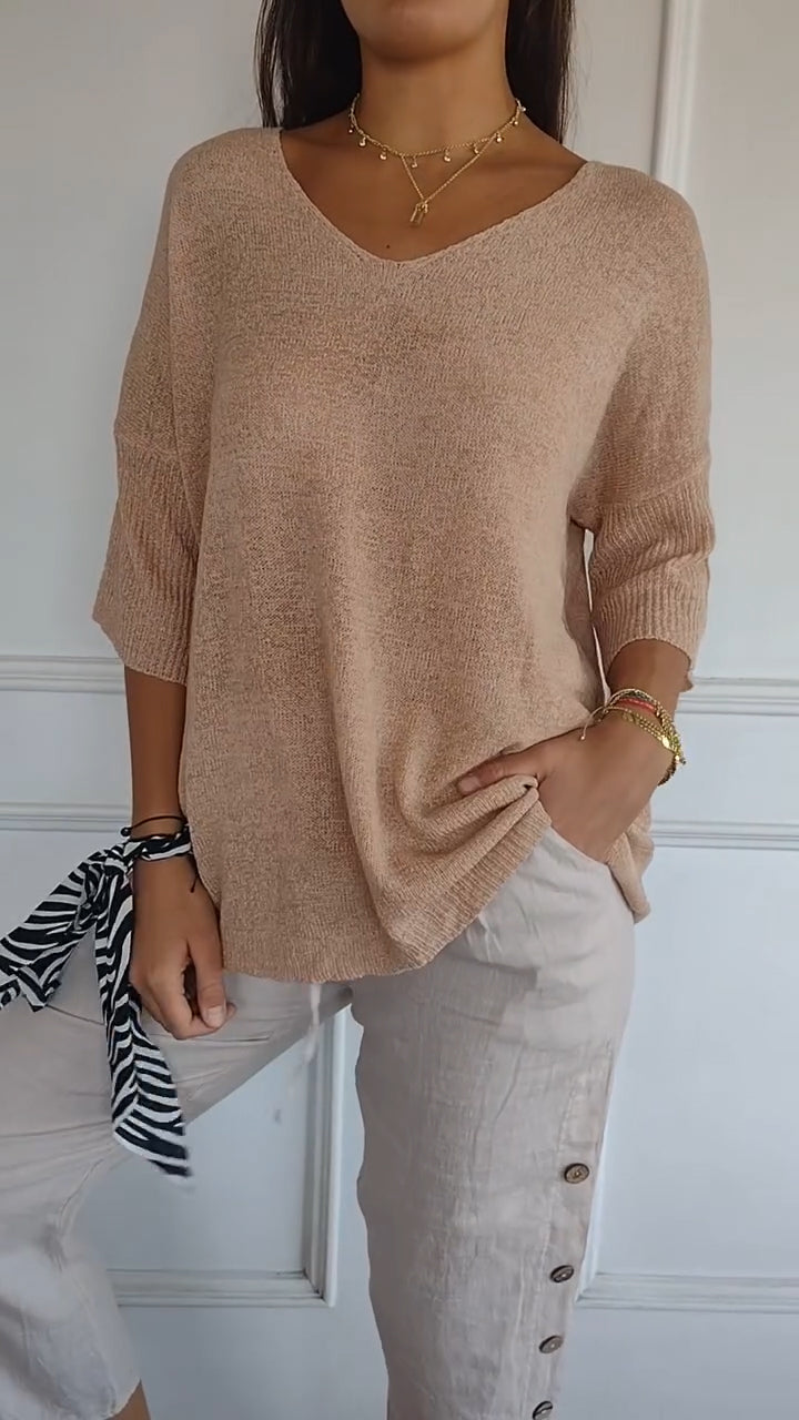 Anna Knit Top with V-Neck