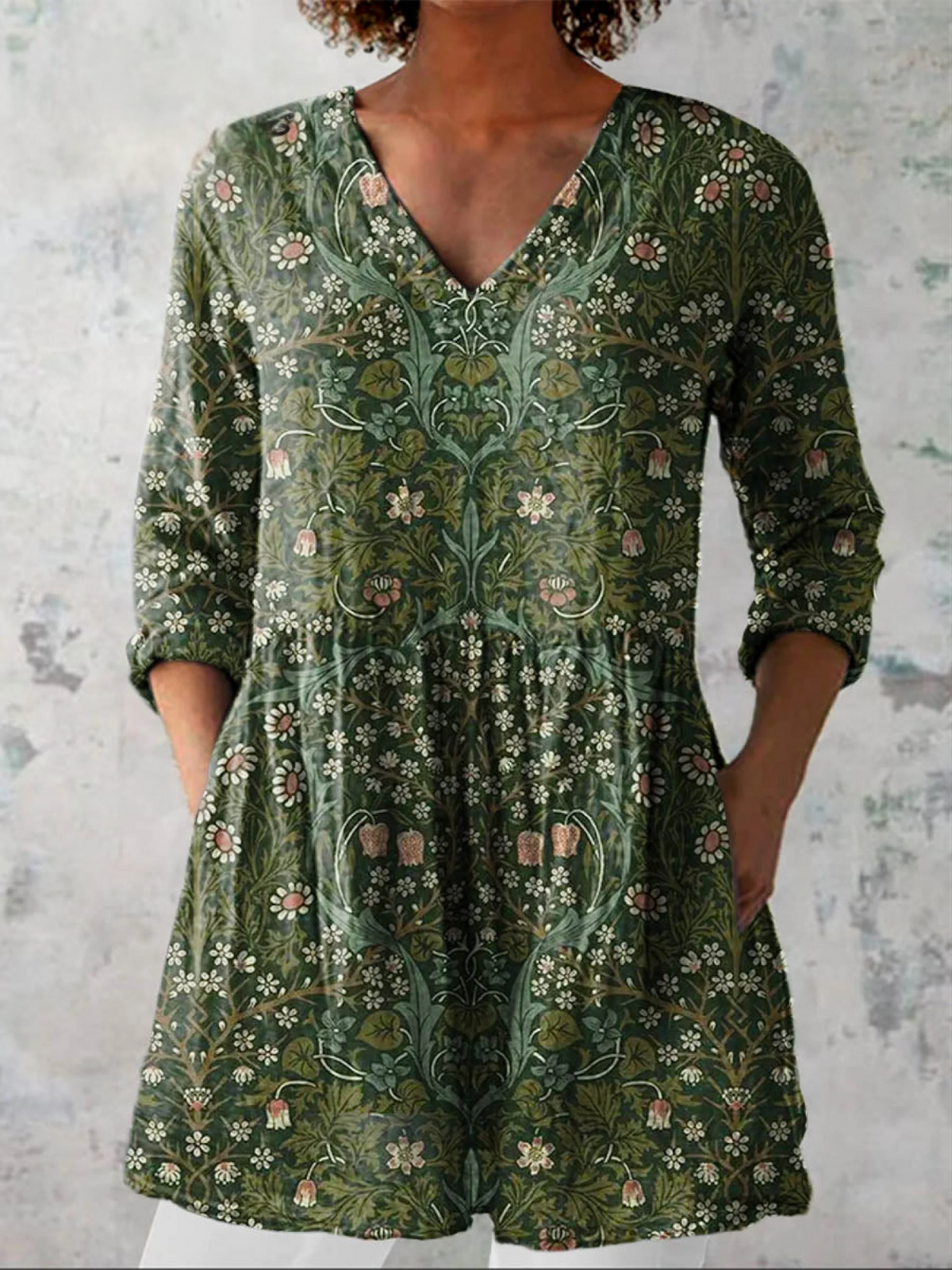 Julie | Long V-Neck Blouse