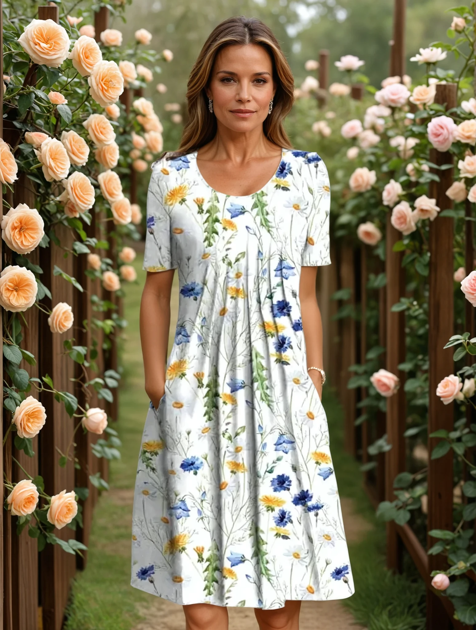Harper | Elegant Floral Dress With Tummy Coverage