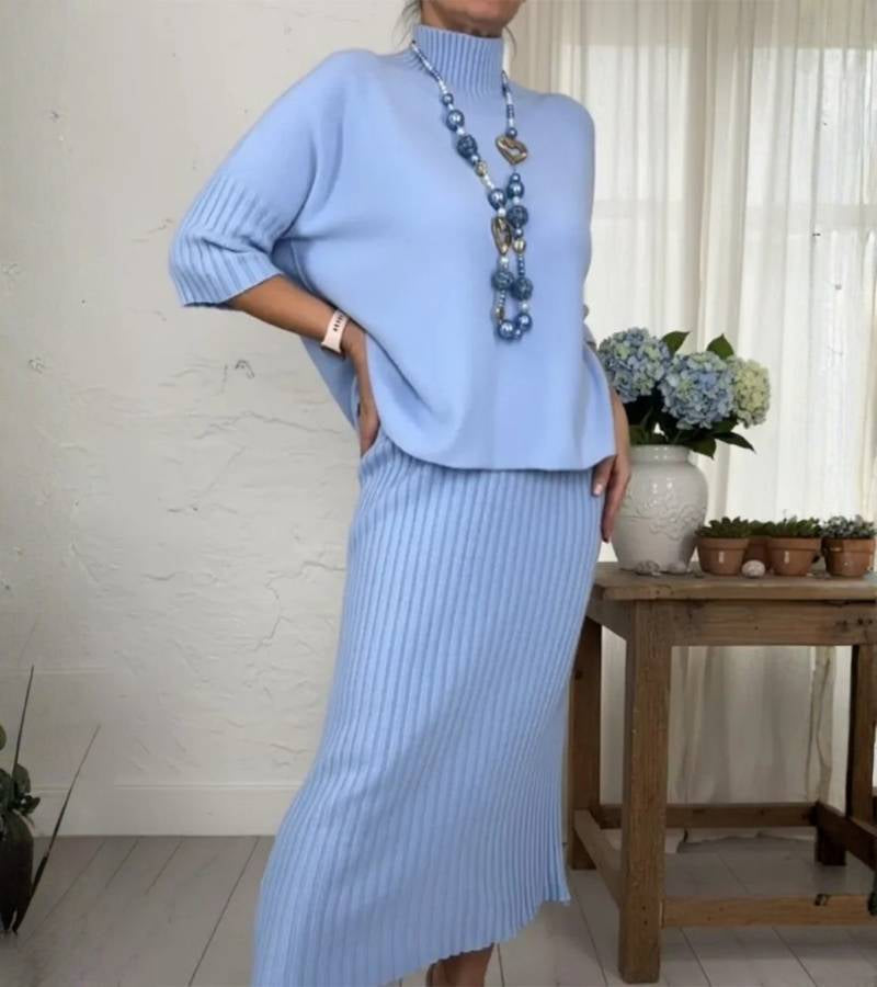 Debora Knit Set with Ribbed Midi Skirt