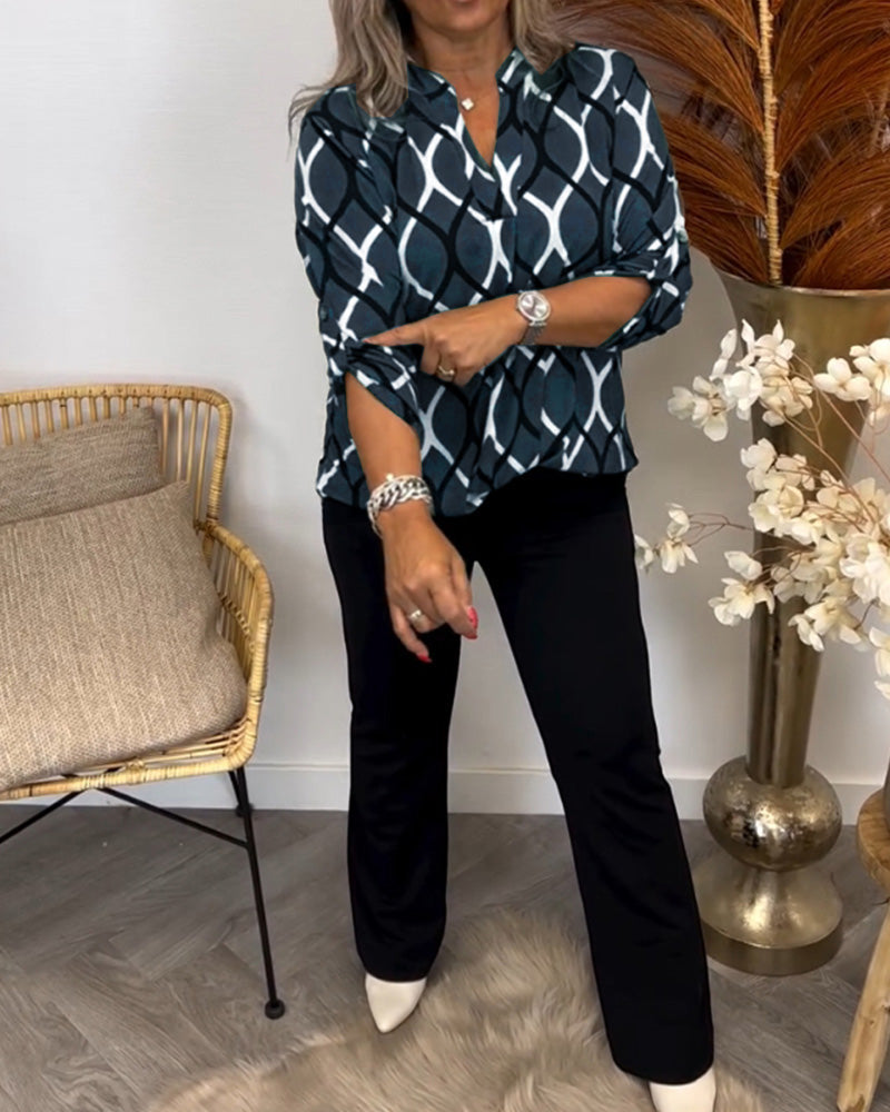Amelia | Casual Patterned Long-Sleeve Blouse