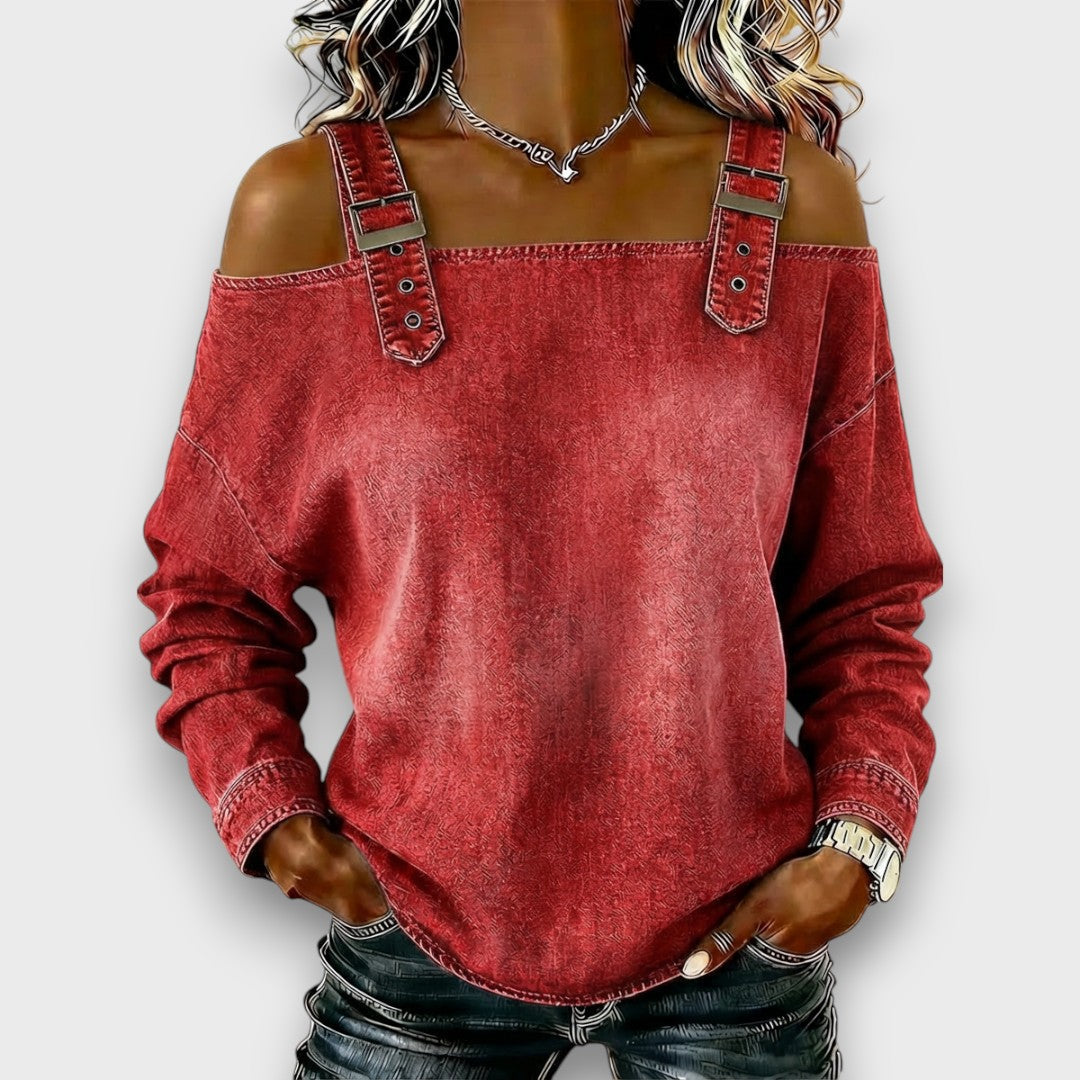 Elama | Off | Shoulder Denim Top