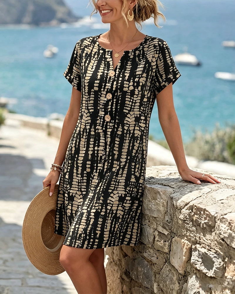 Marina | Printed Button Dress