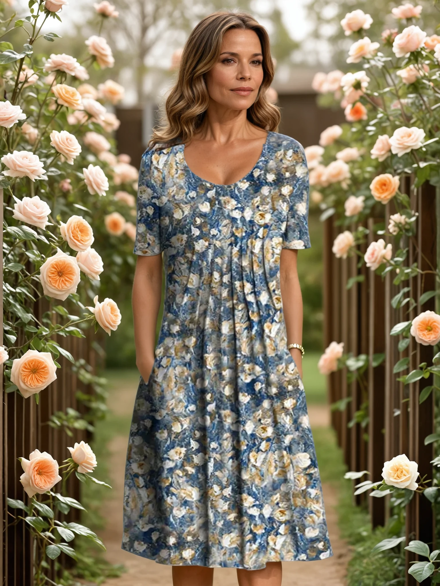 Harper | Elegant Floral Dress With Tummy Coverage