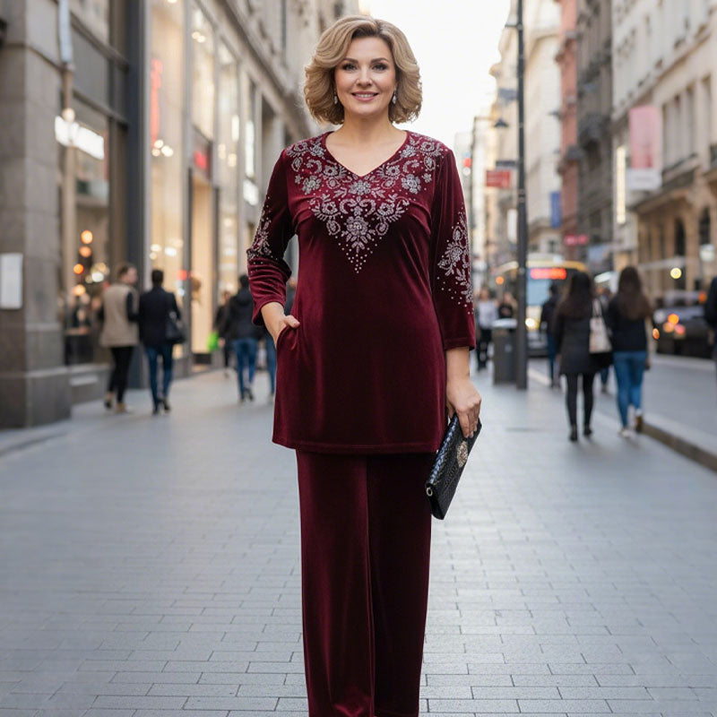Elvire Elegant Velvet Two-Piece Set