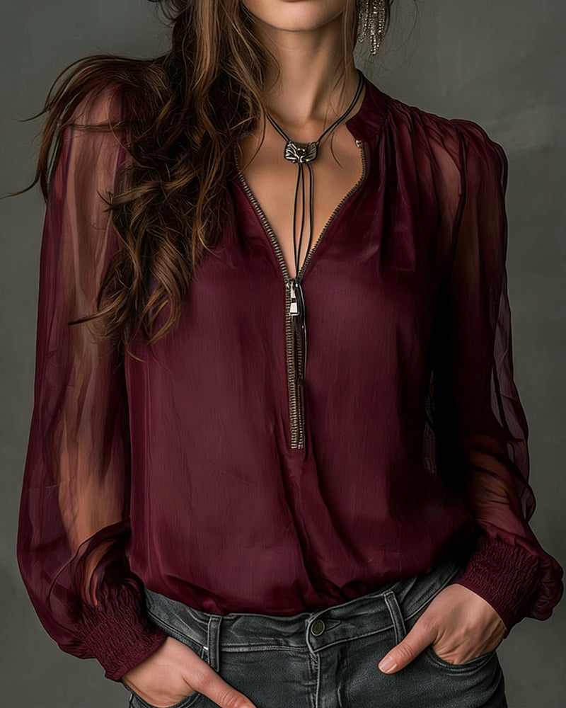 Jacky 1/2 Zip Blouse