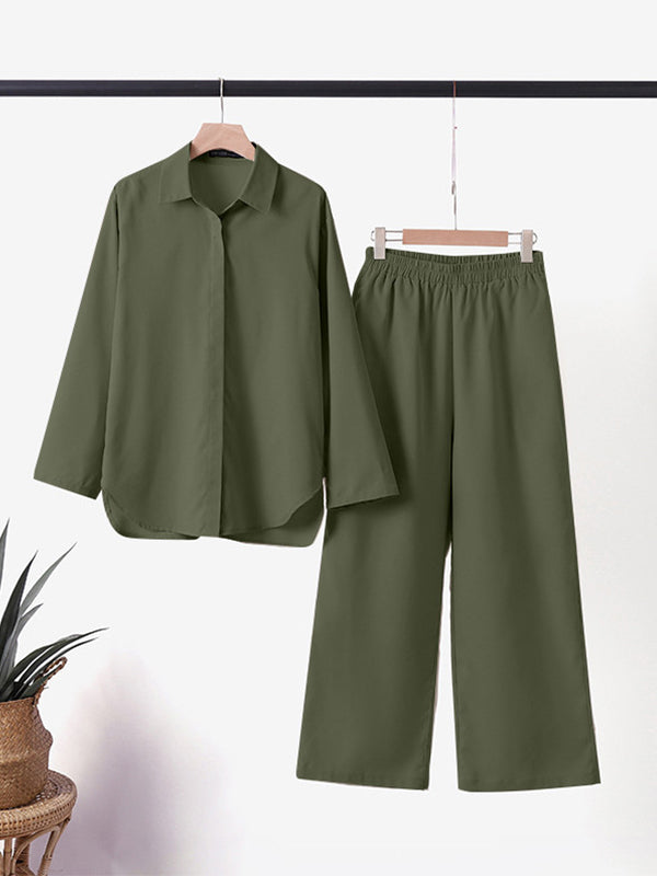 Denice | Relaxed Button Shirt and Wide Pants Set