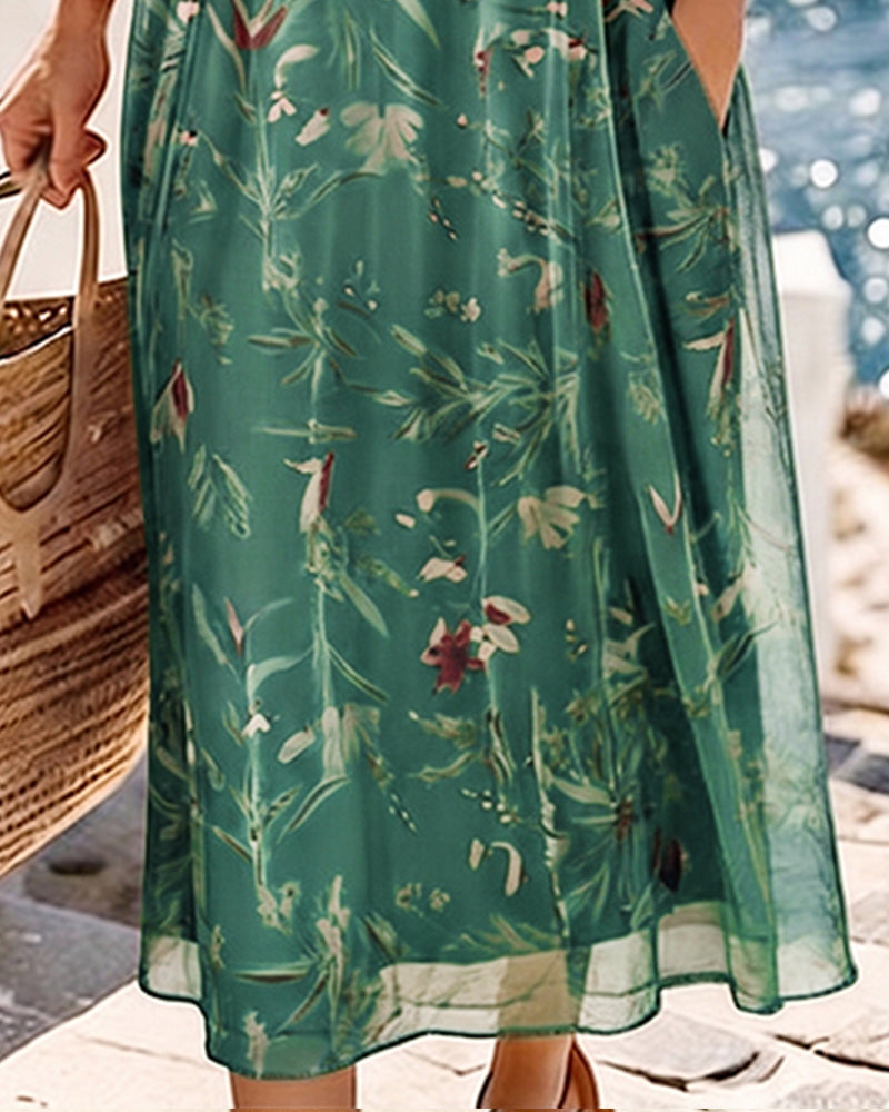 Maria | Floral Round Neck Maxi Dress