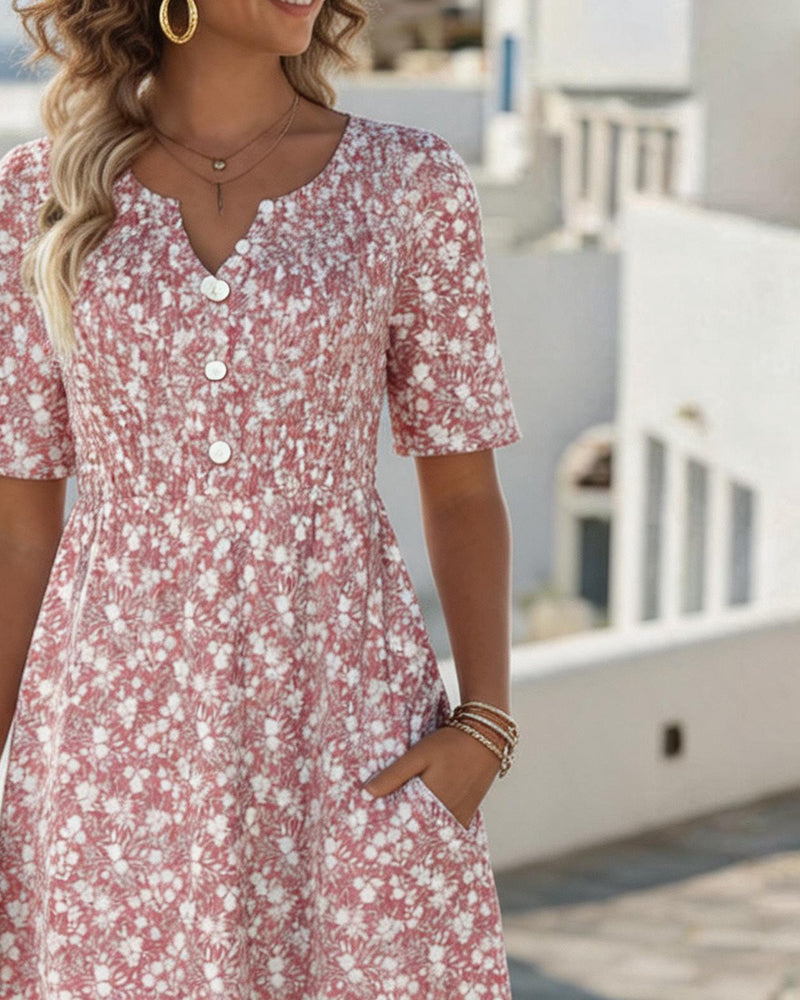 Carmen | Floral V-Neck Midi Dress