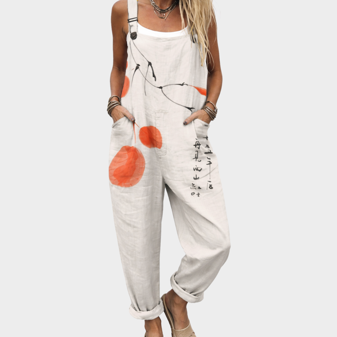 Comfortable Printed Overall | Beige