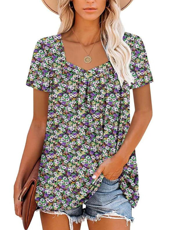 Janet | Cozy Printed Short-Sleeve Top