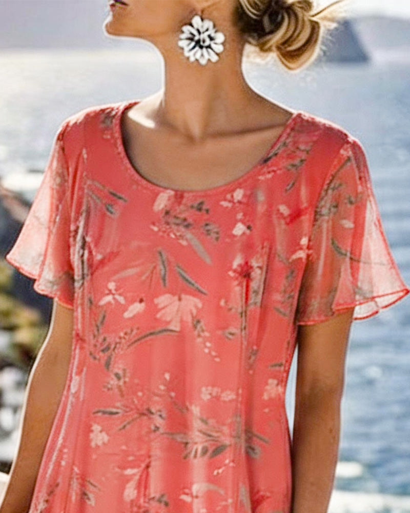 Maria | Floral Round Neck Maxi Dress