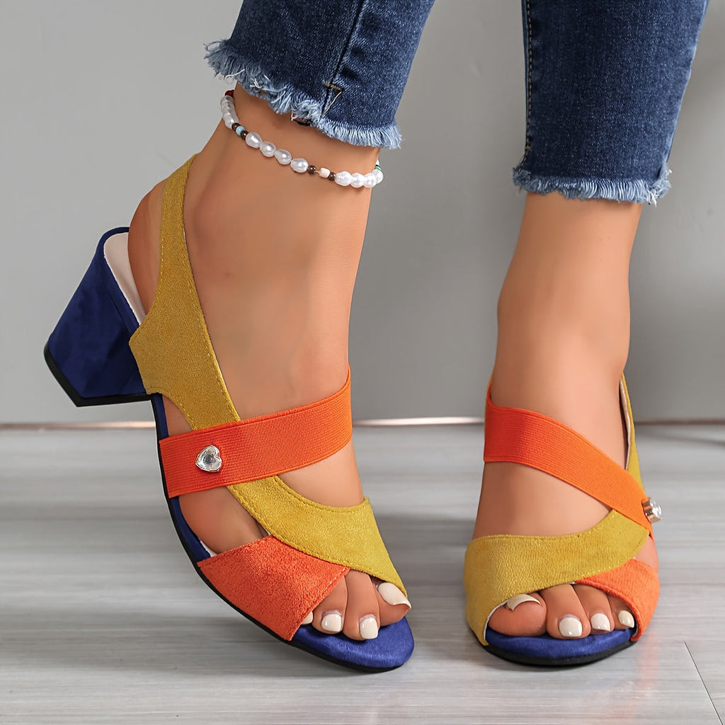 Linda | Women's Open Toe Block Heel Pumps