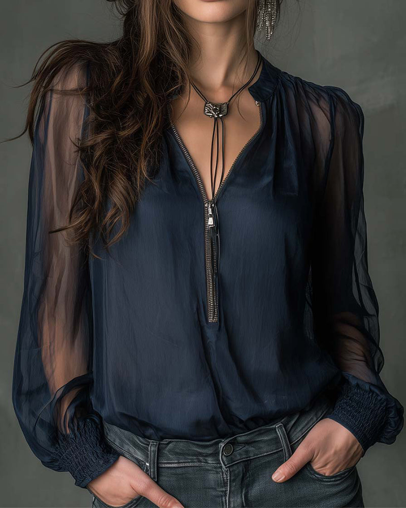 Jacky 1/2 Zip Blouse
