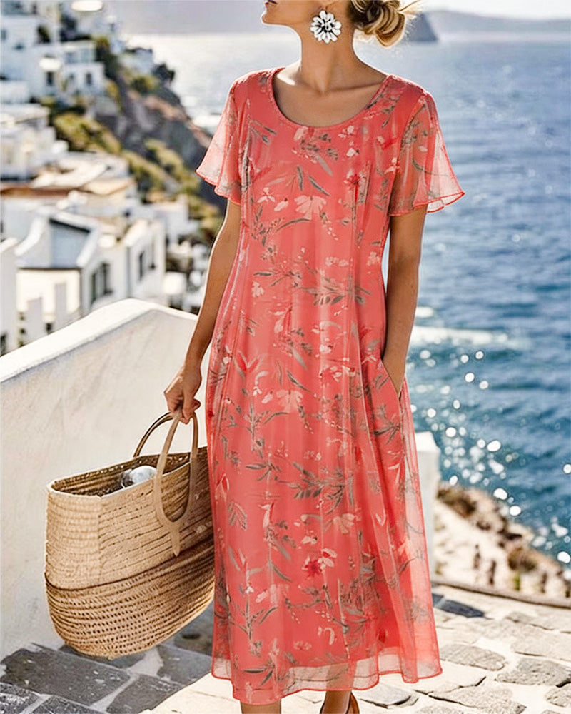 Maria | Floral Round Neck Maxi Dress