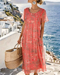 Maria | Floral Round Neck Maxi Dress
