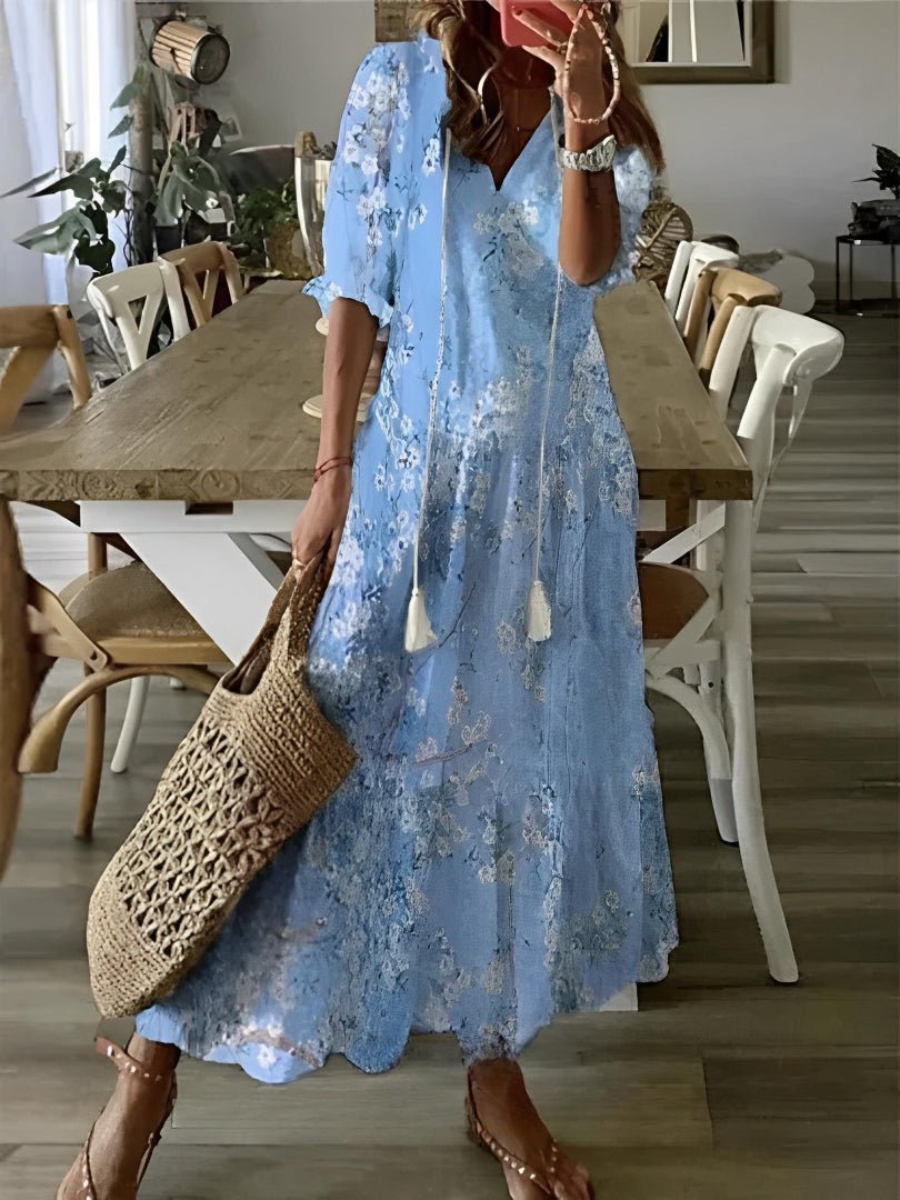 Suzanne | Boho Vintage V-Neck Dress