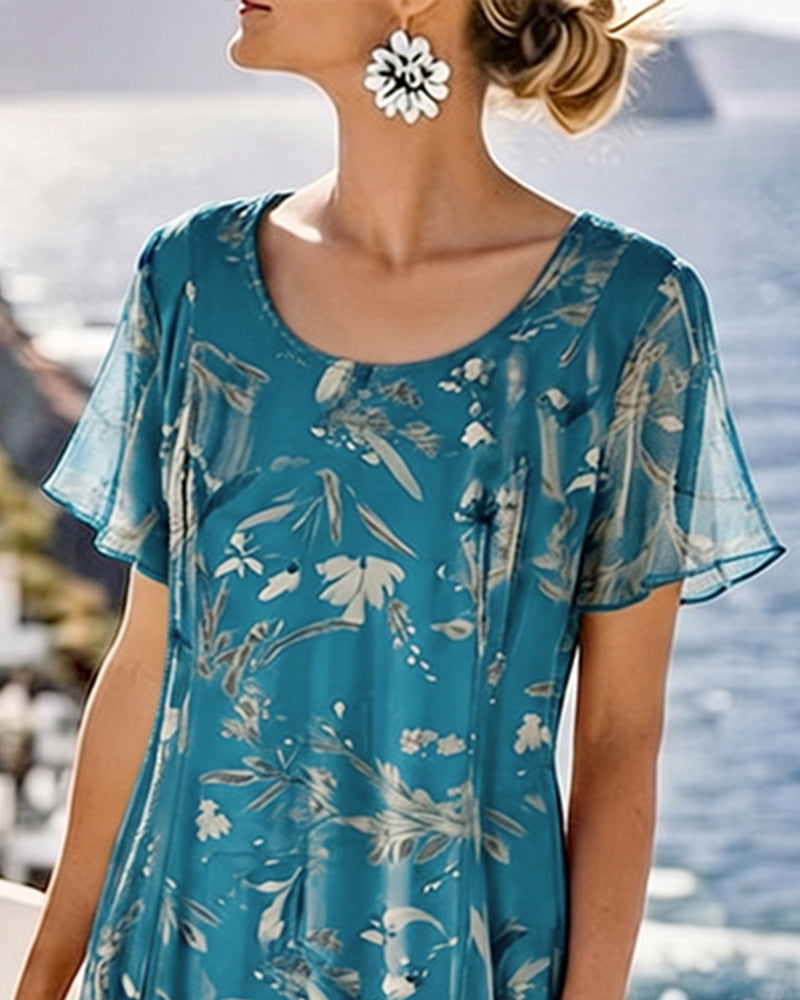 Maria | Floral Round Neck Maxi Dress