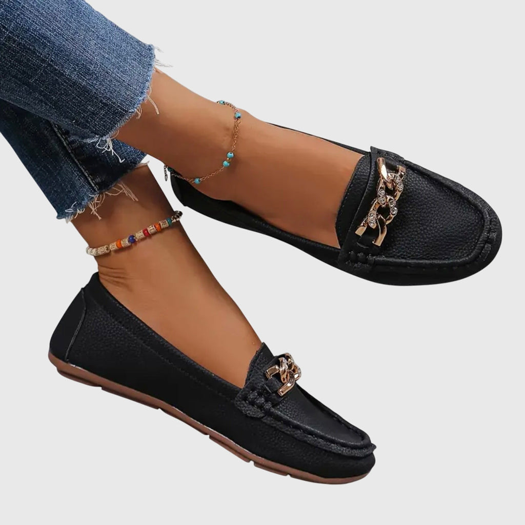 Eden | Flat Diamond Buckle Loafers