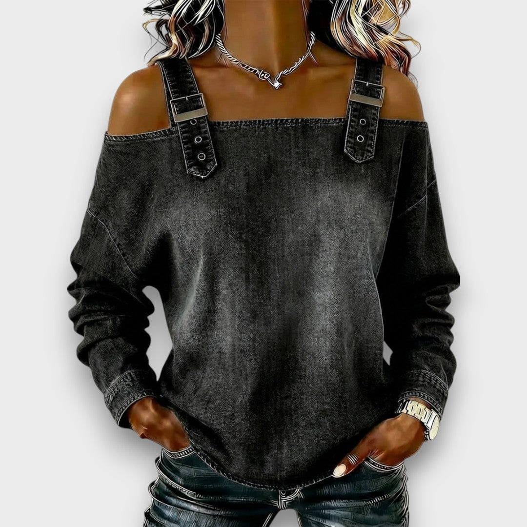 Elama | Off | Shoulder Denim Top