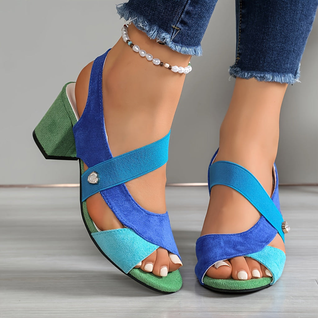 Elara | Women's Cross Strap Block Heel Pumps