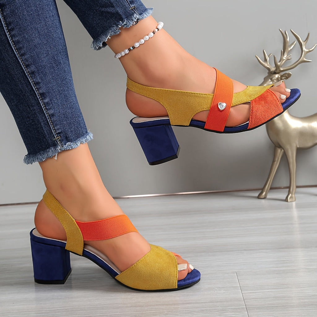 Linda | Women's Open Toe Block Heel Pumps