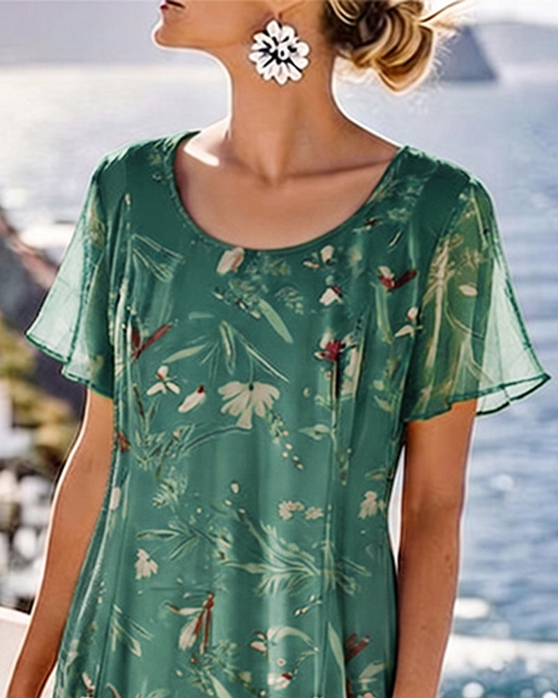 Maria | Floral Round Neck Maxi Dress