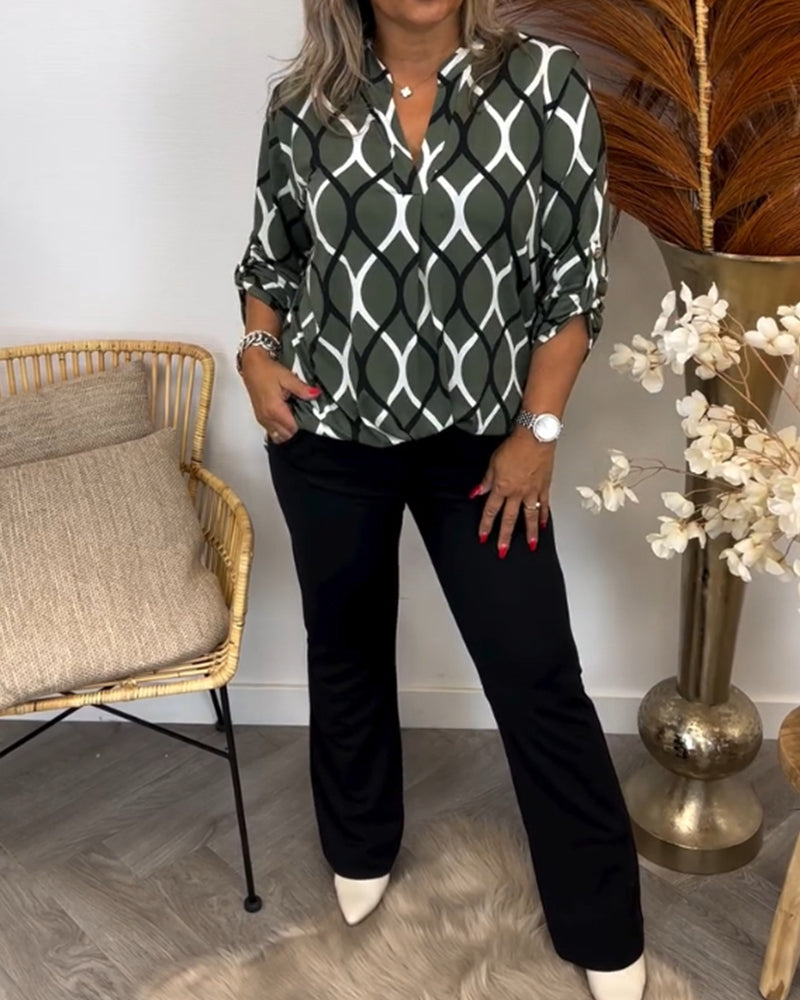 Amelia | Casual Patterned Long-Sleeve Blouse