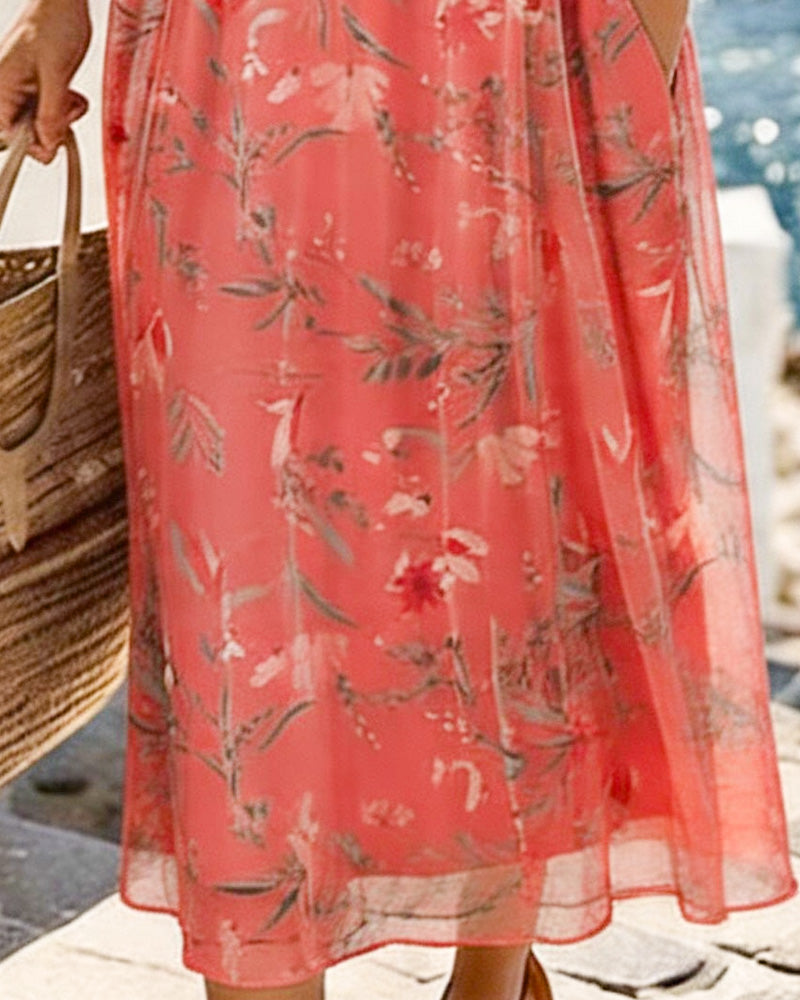 Maria | Floral Round Neck Maxi Dress