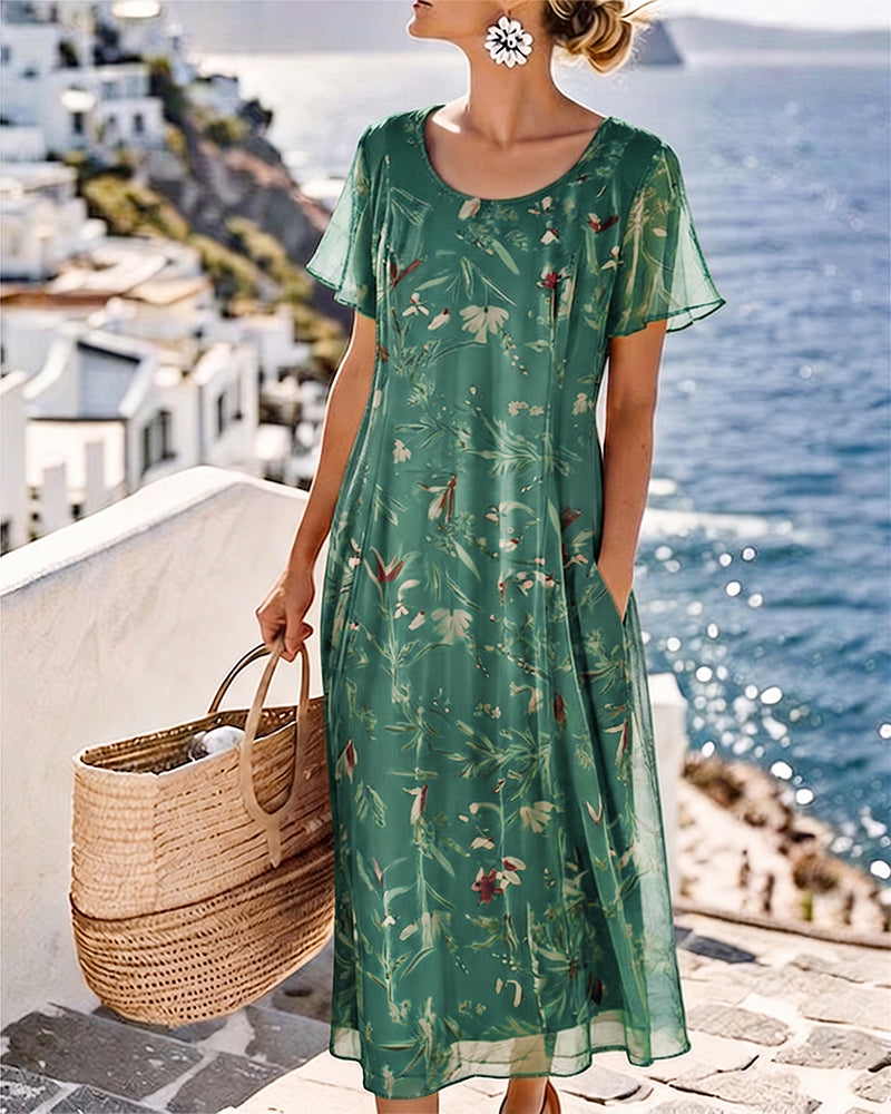Maria | Floral Round Neck Maxi Dress